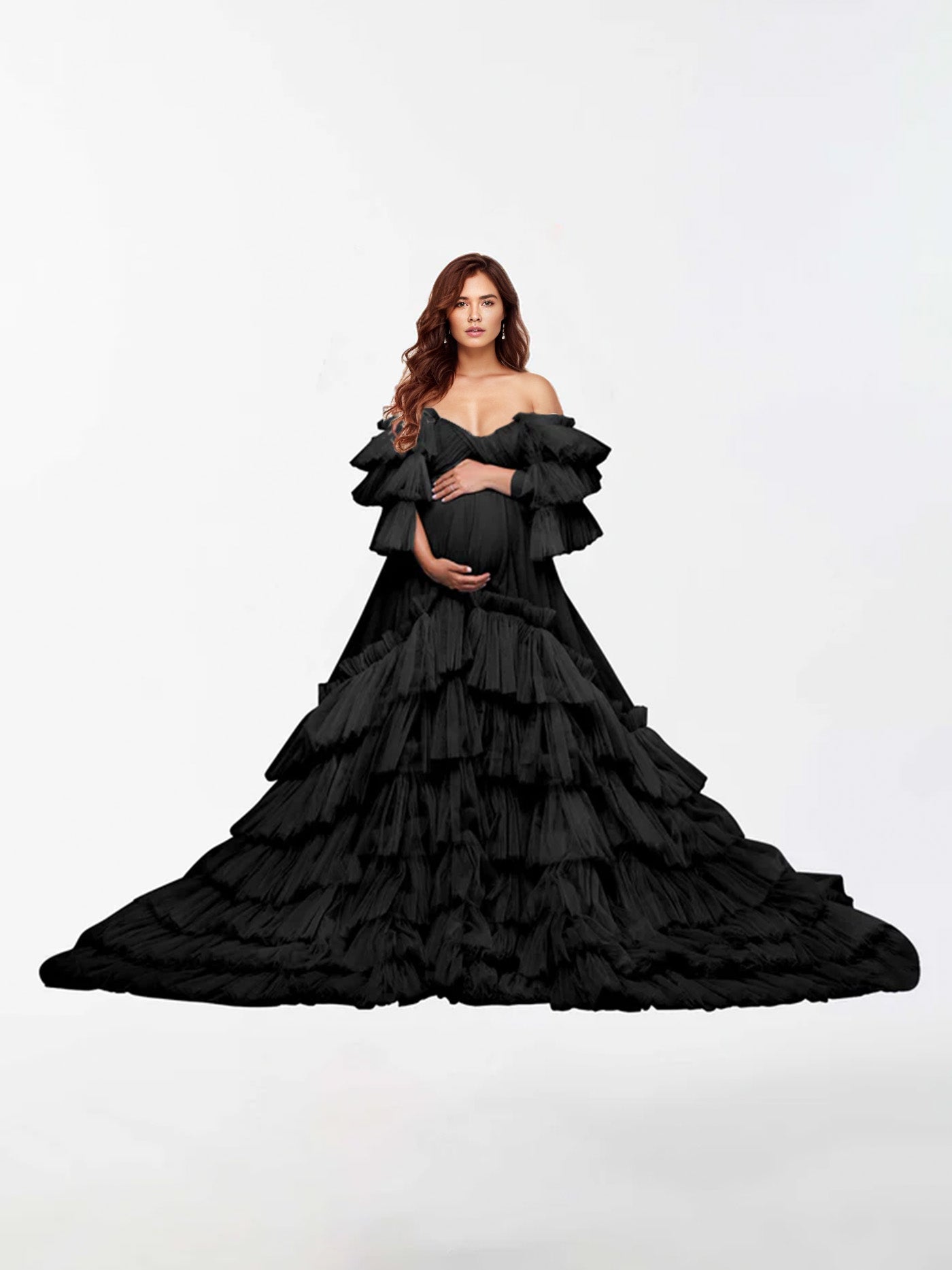 A-Line Off The Shoulder Tulle Maternity Dress for Photography RB5