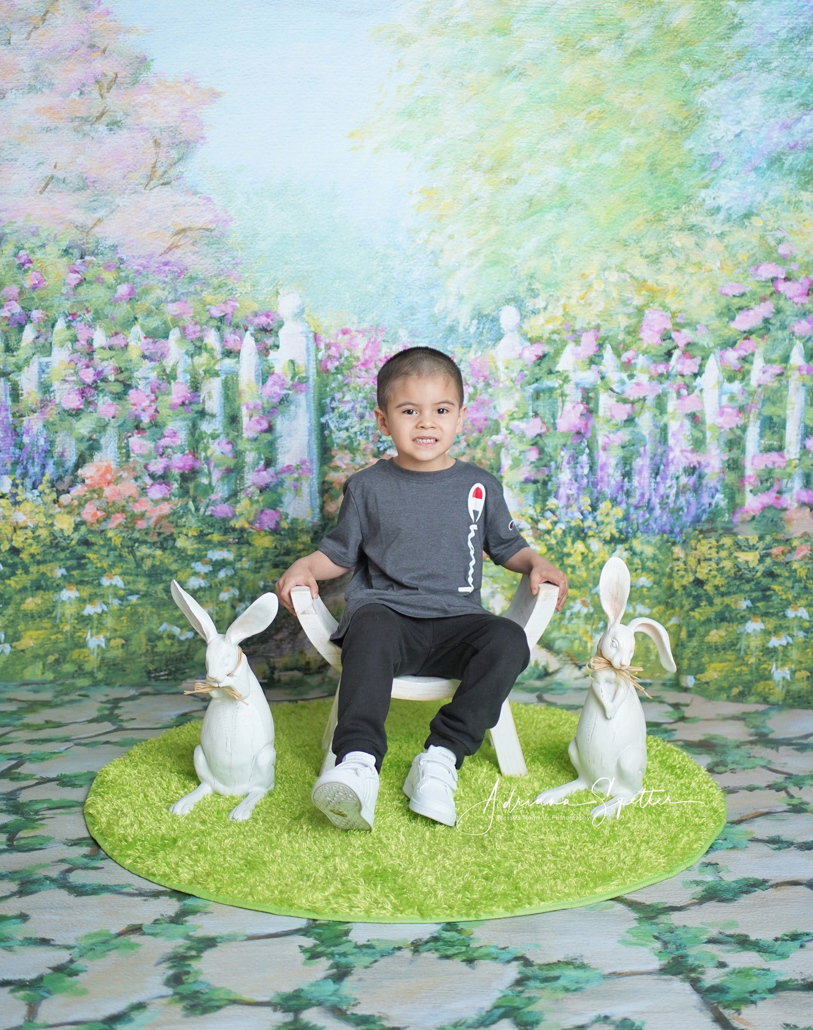Newborn Backdrop Floral Garden White Fence Kids Photo Backdrop MRR10-20