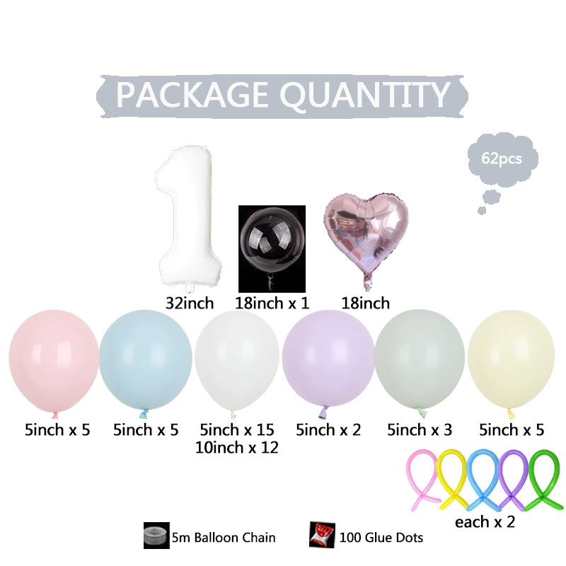 Macaroon 32" White Birthday Numbers Rainbow Balloon Set BA35