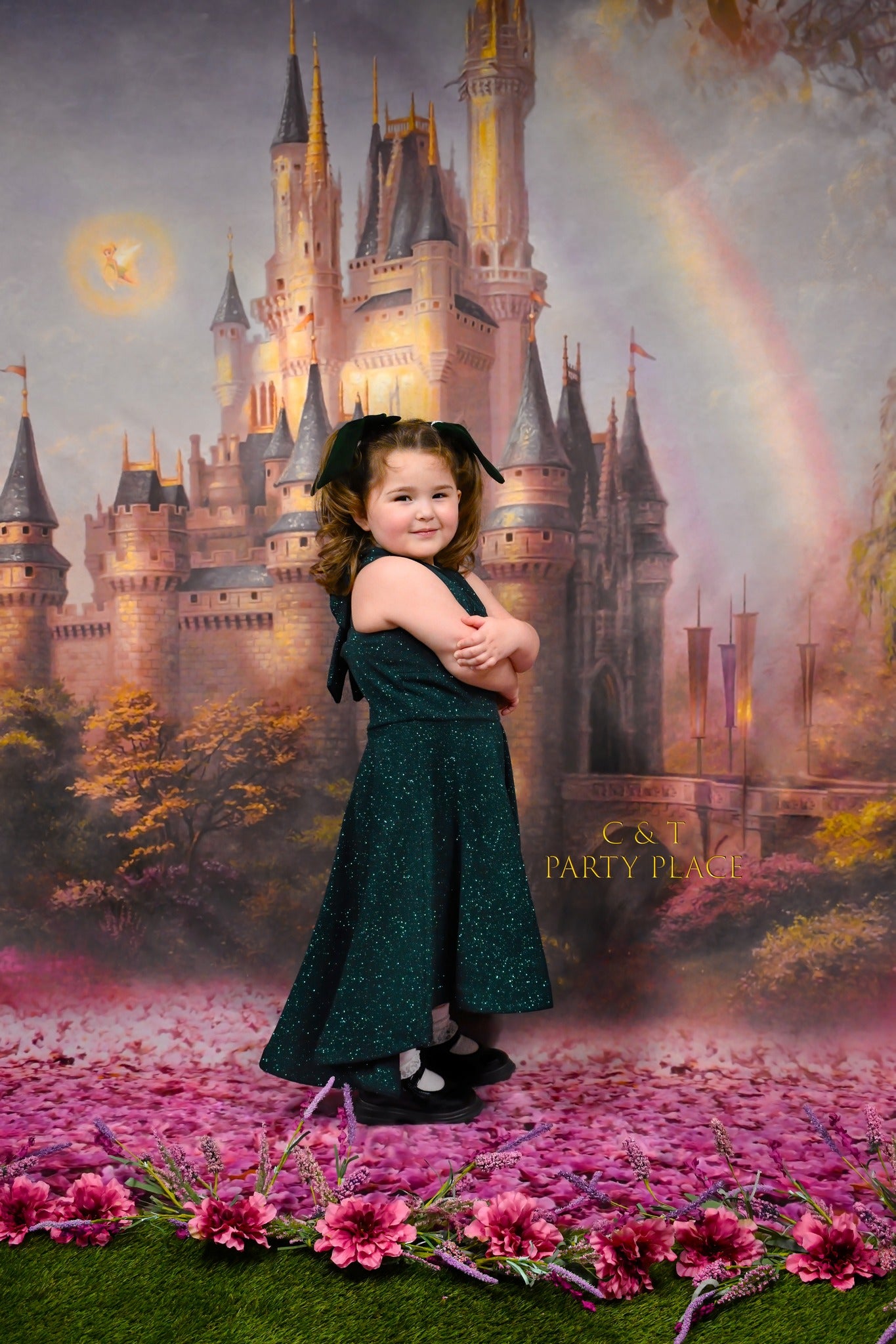 Fantastic Castle Pink Flower Backdrops for Photography S-2711