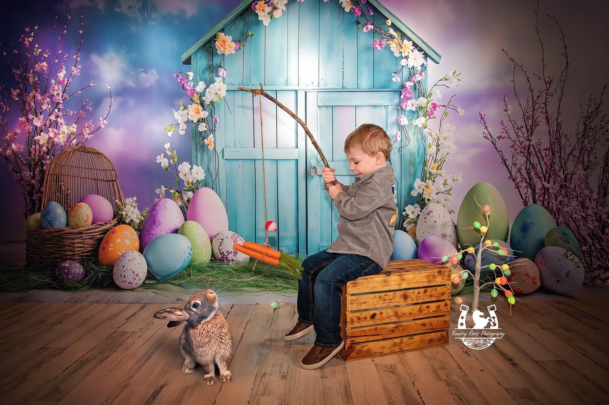 Easter Egg Backdrop Vibrant Blue Egg Hut Backdrop BRP1-289