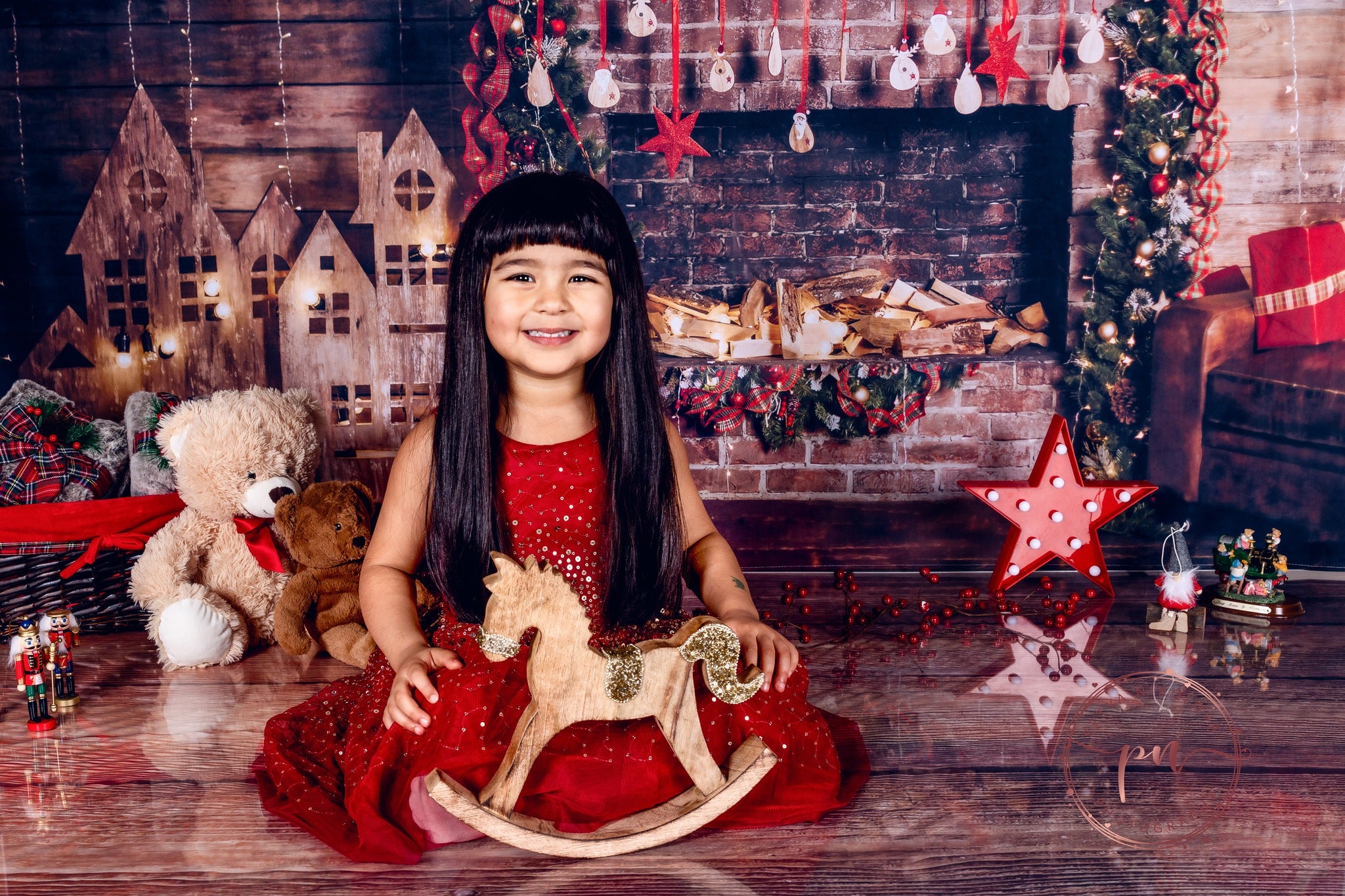 Christmas Decorations Brick Wall Photography Backdrops DBD-19186