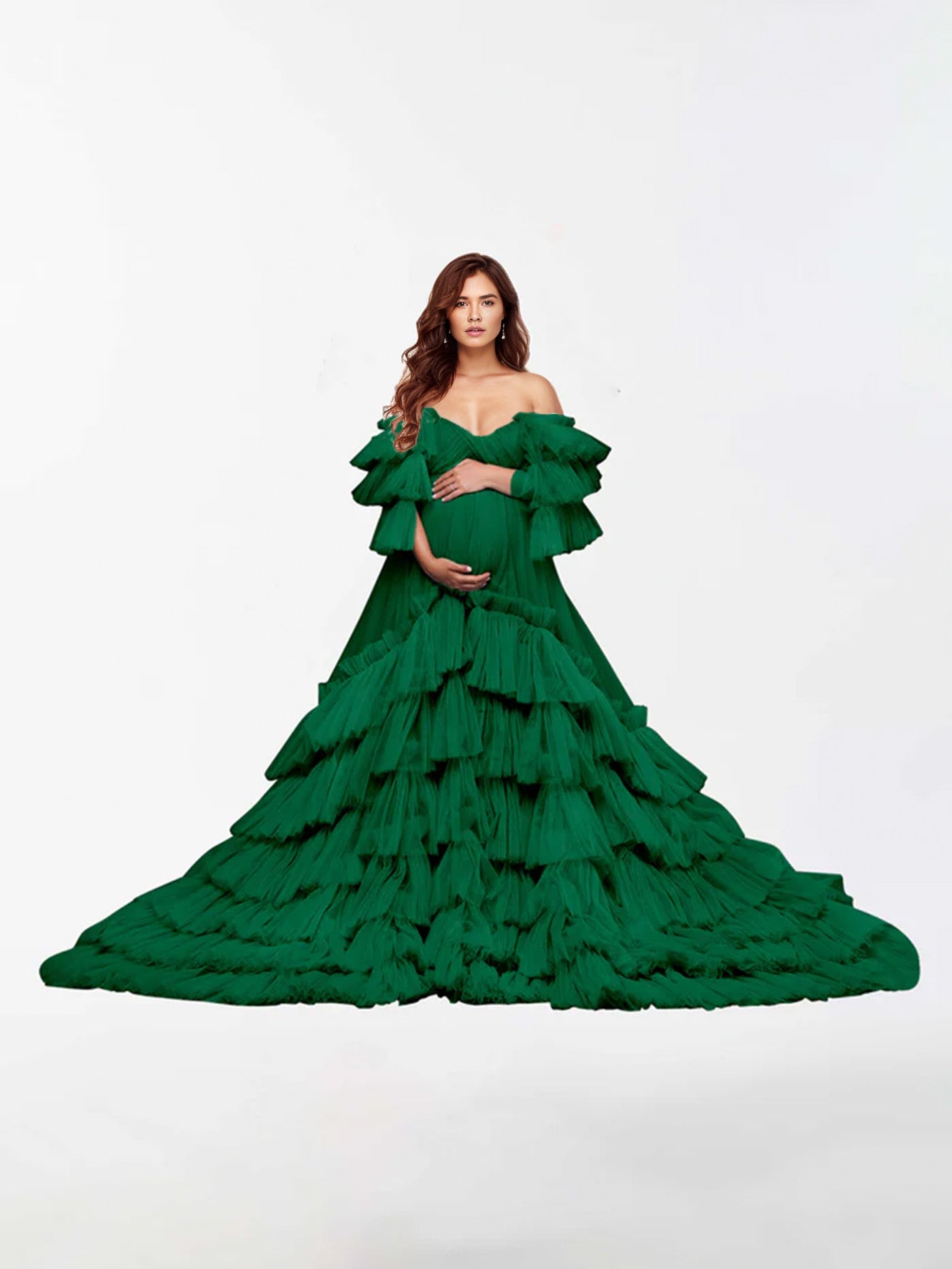 A-Line Off The Shoulder Tulle Maternity Dress for Photography RB5