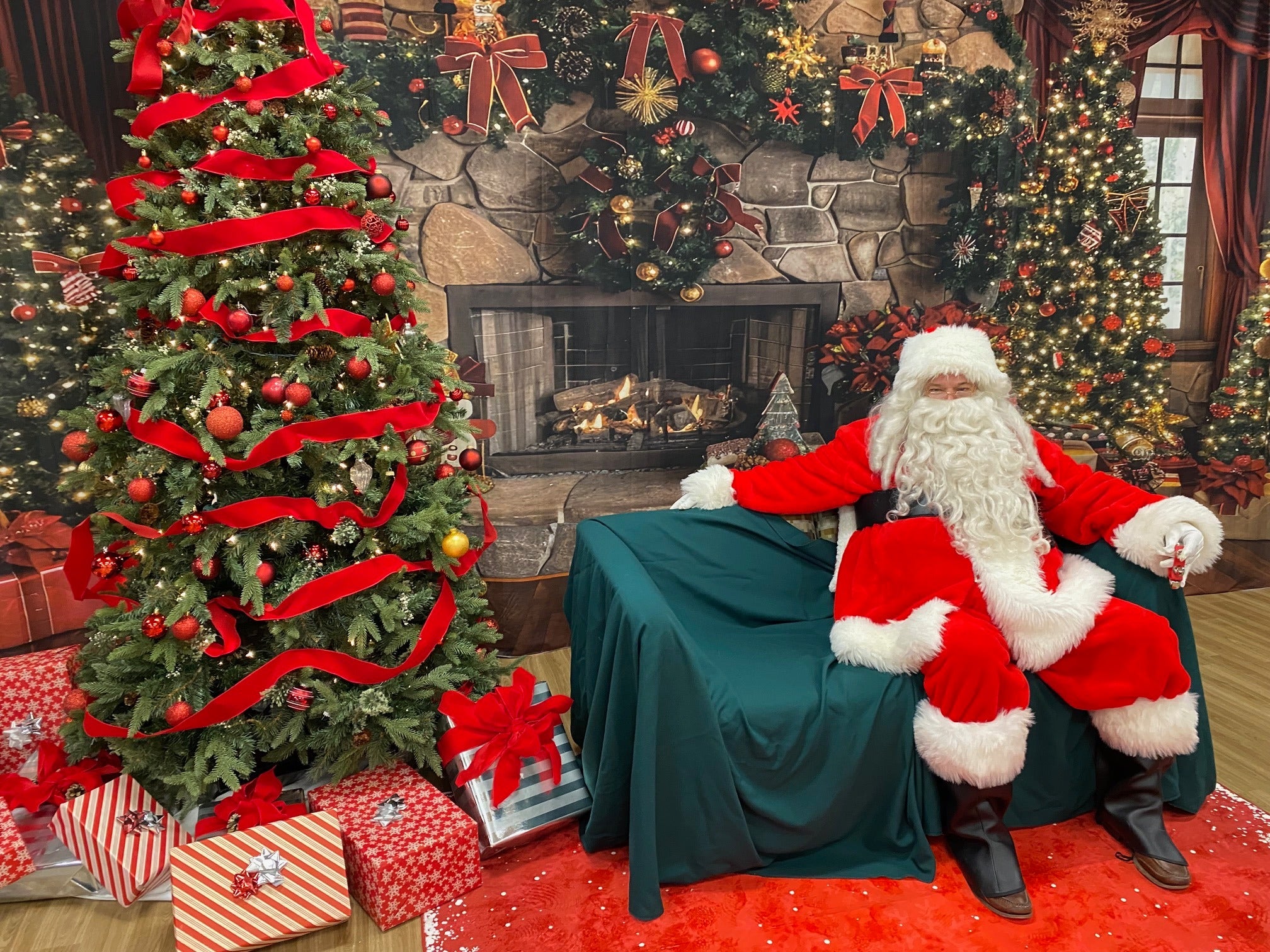 Christmas Mantel with Trees and Lights Backdrop BRP8-64