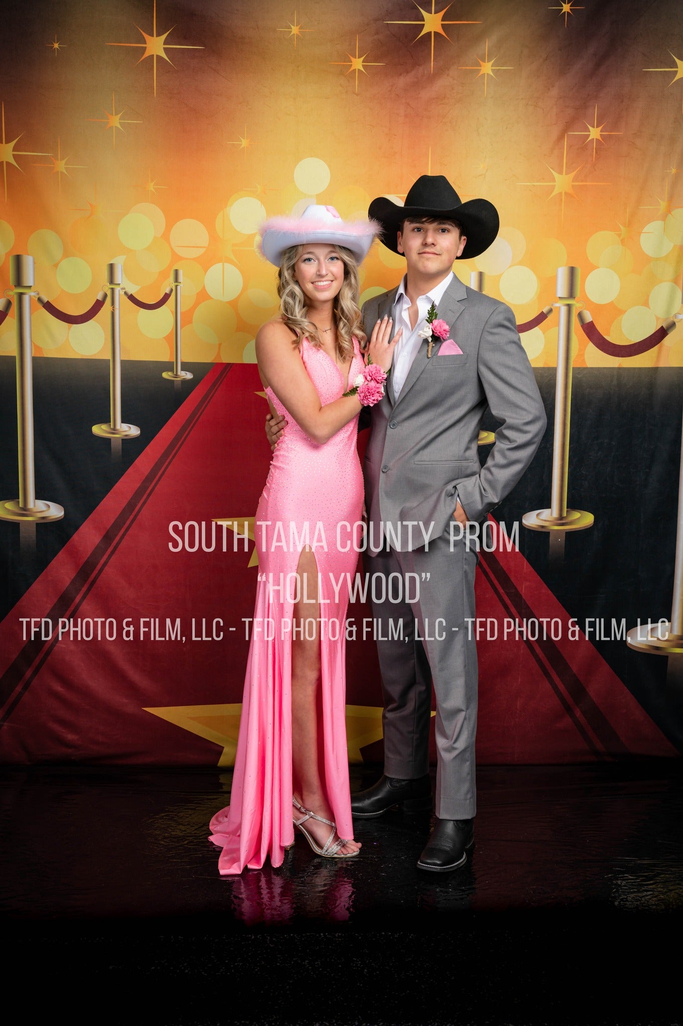 Hollywood Red Carpet Gold Lights Backdrops for Photography LV-287