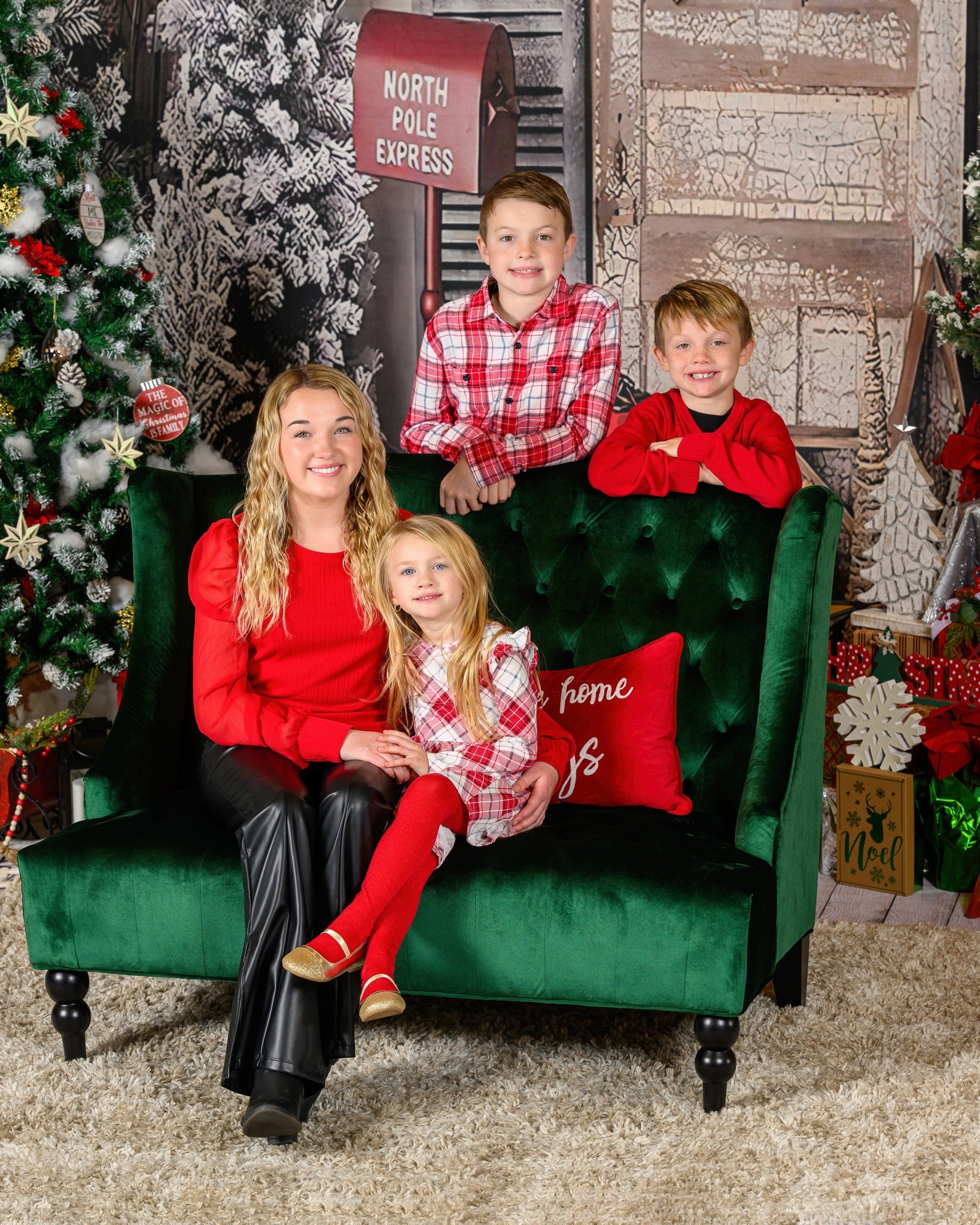 Christmas Trees Red Postbox Christmas Backdrops Decorated House Background GX-1033
