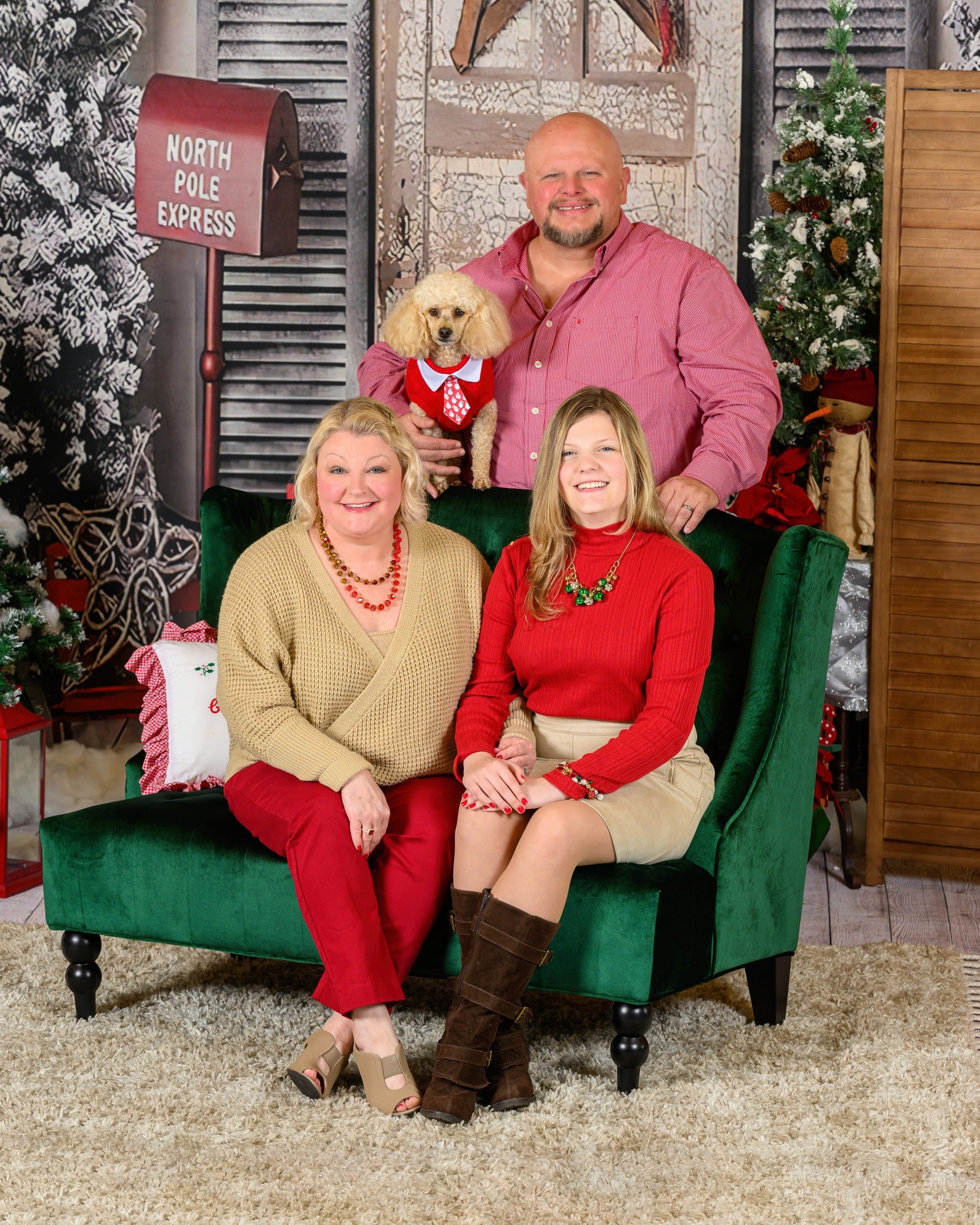 Christmas Trees Red Postbox Christmas Backdrops Decorated House Background GX-1033