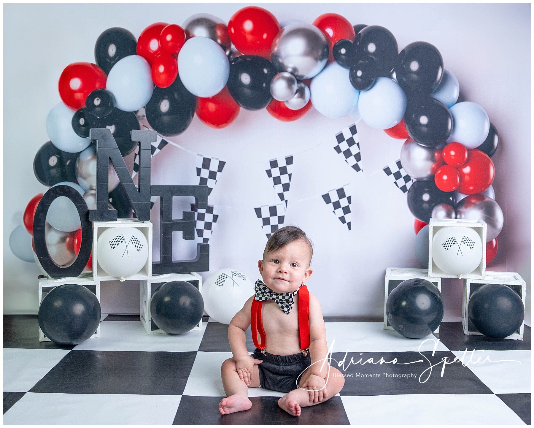 Cake Smash Backdrops Race Car Balloon Arch Birthday Backdrop MRR10-21