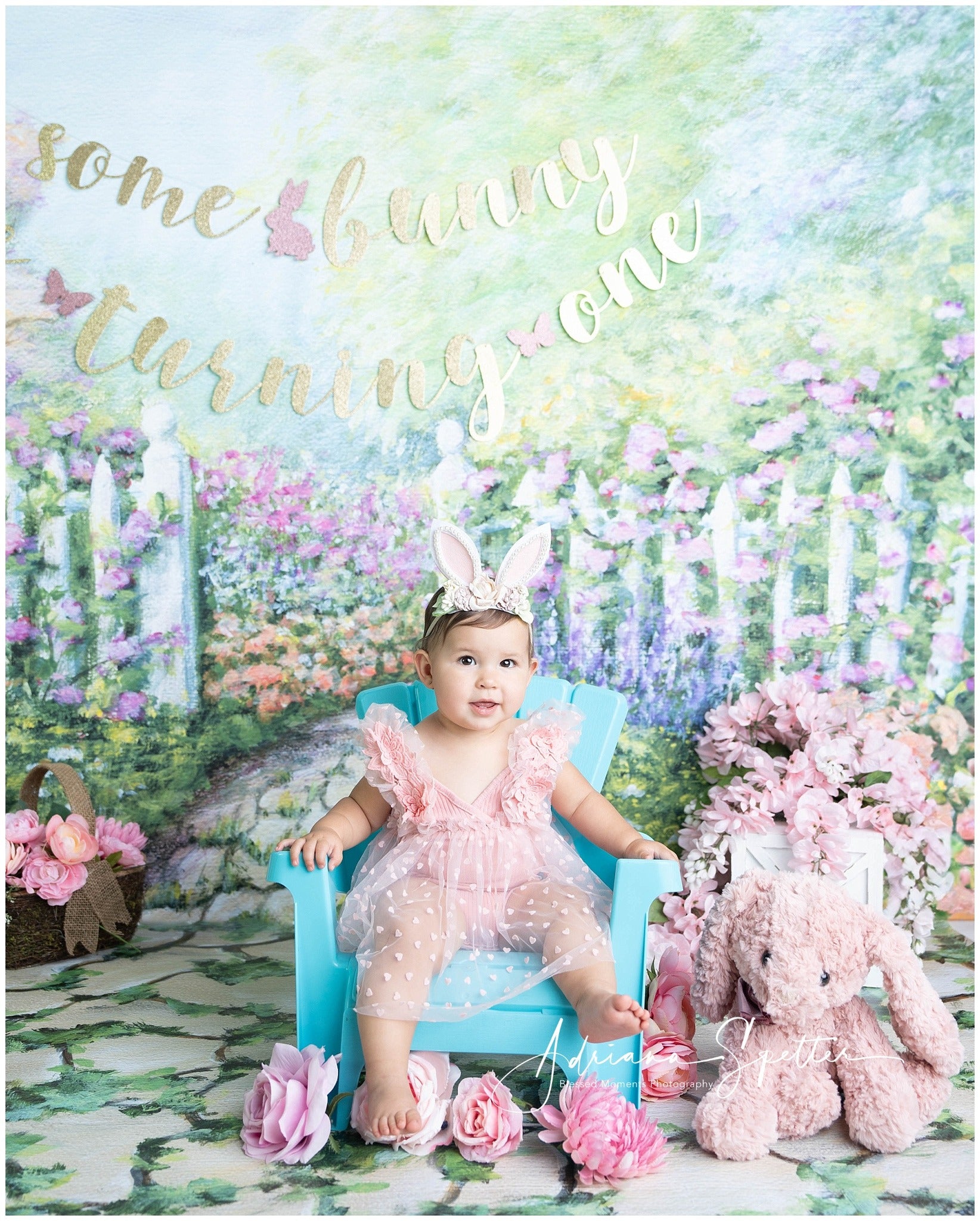 Newborn Backdrop Floral Garden White Fence Kids Photo Backdrop MRR10-20