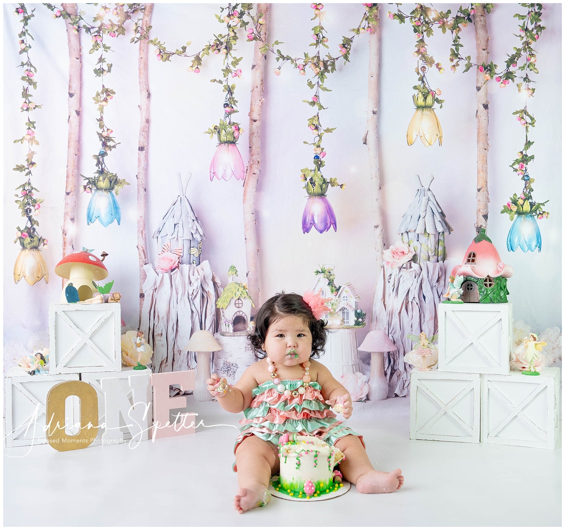 Kids Photo Backdrop Fairy Tale Cottage Flowers Newborn Backdrop MRR10-25