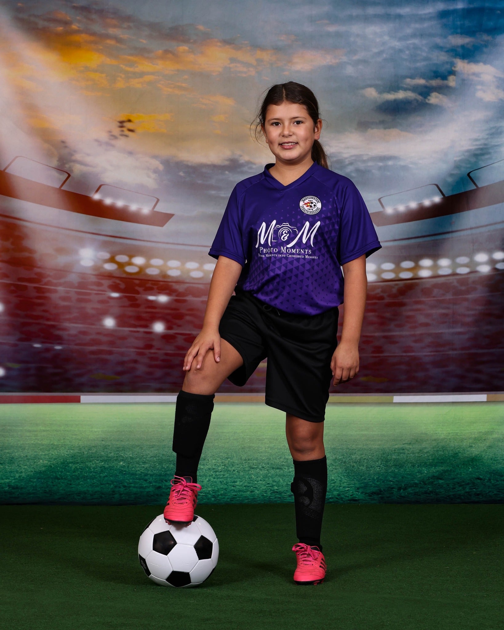 Night Soccer Field Spotlights s Sports Photo Booth Backdrop M063