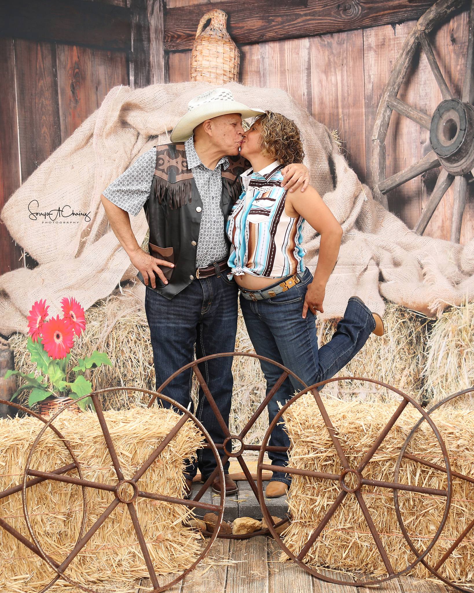 Old Barn Backdrop West Cowboy Vintage Wooden Barn Straw Backdrop LV-802