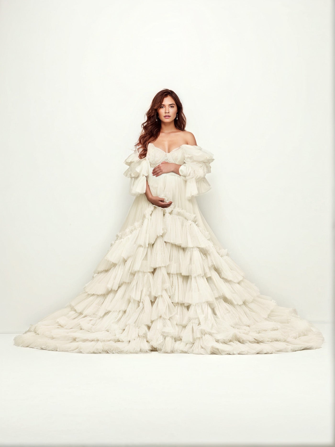 A-Line Off The Shoulder Tulle Maternity Dress for Photography RB5