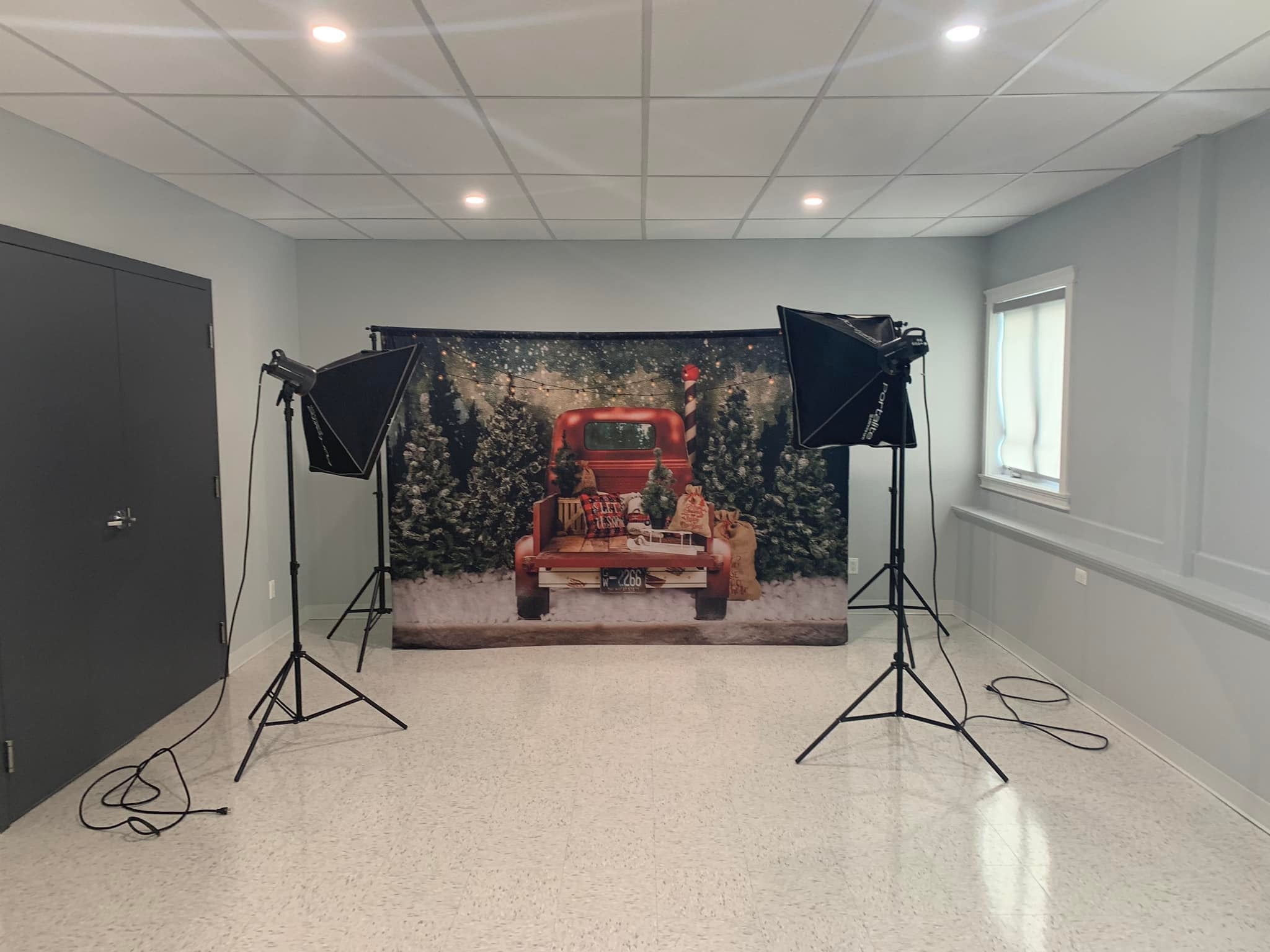 Red Car Christmas Tree Photography Backdrop SH-960
