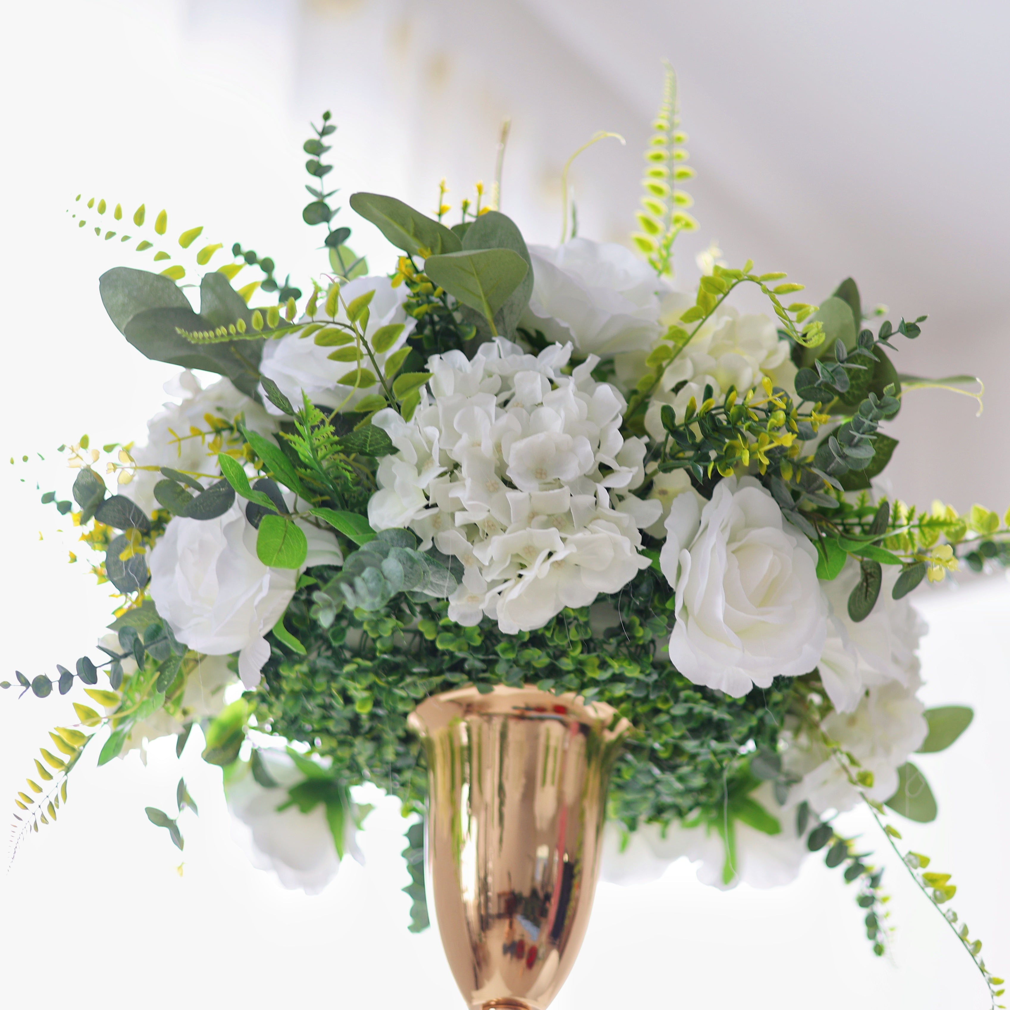 White Fabric Rose Hydrangea Wedding Table Centerpiece Floral Ball AAFC-0085