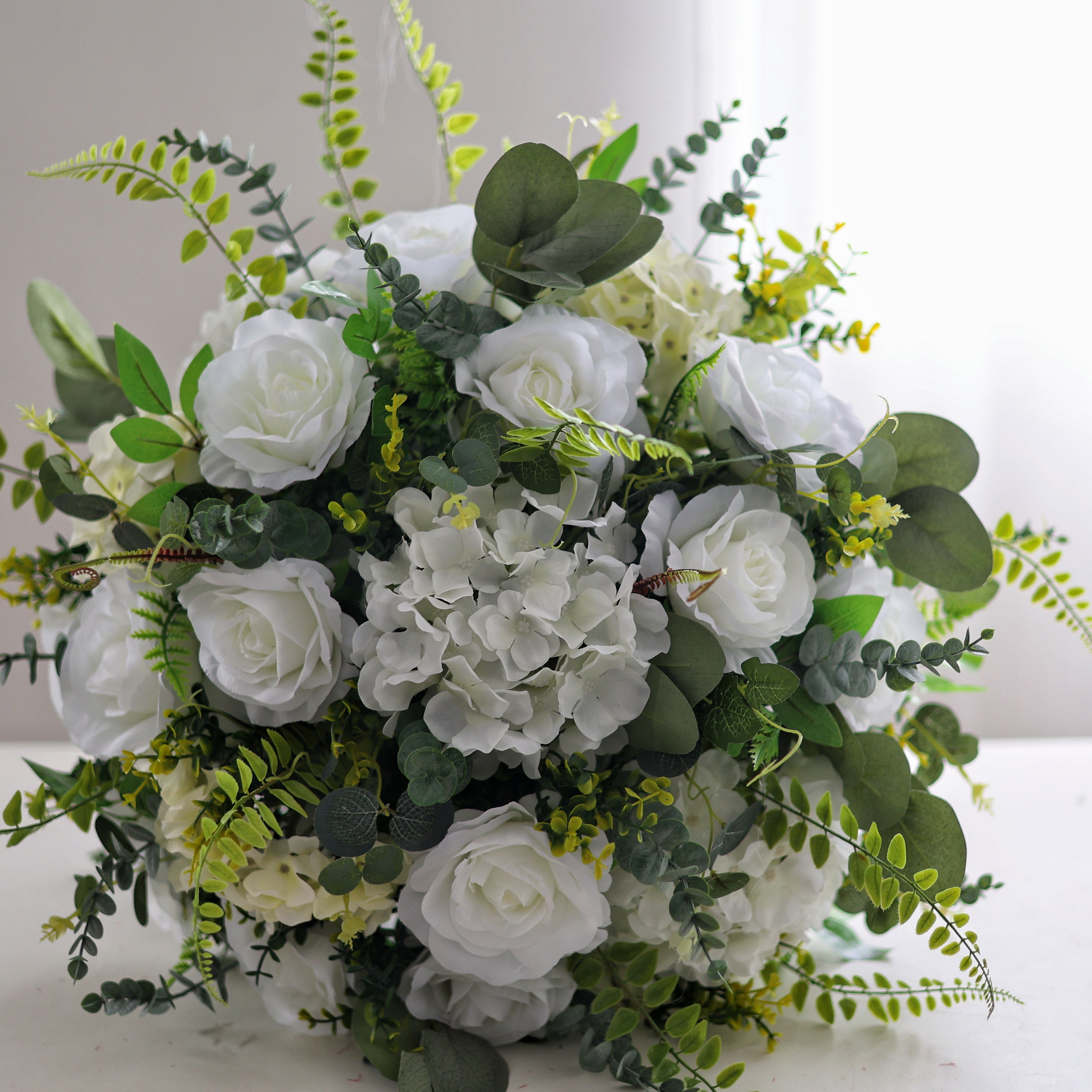White Fabric Rose Hydrangea Wedding Table Centerpiece Floral Ball AAFC-0085