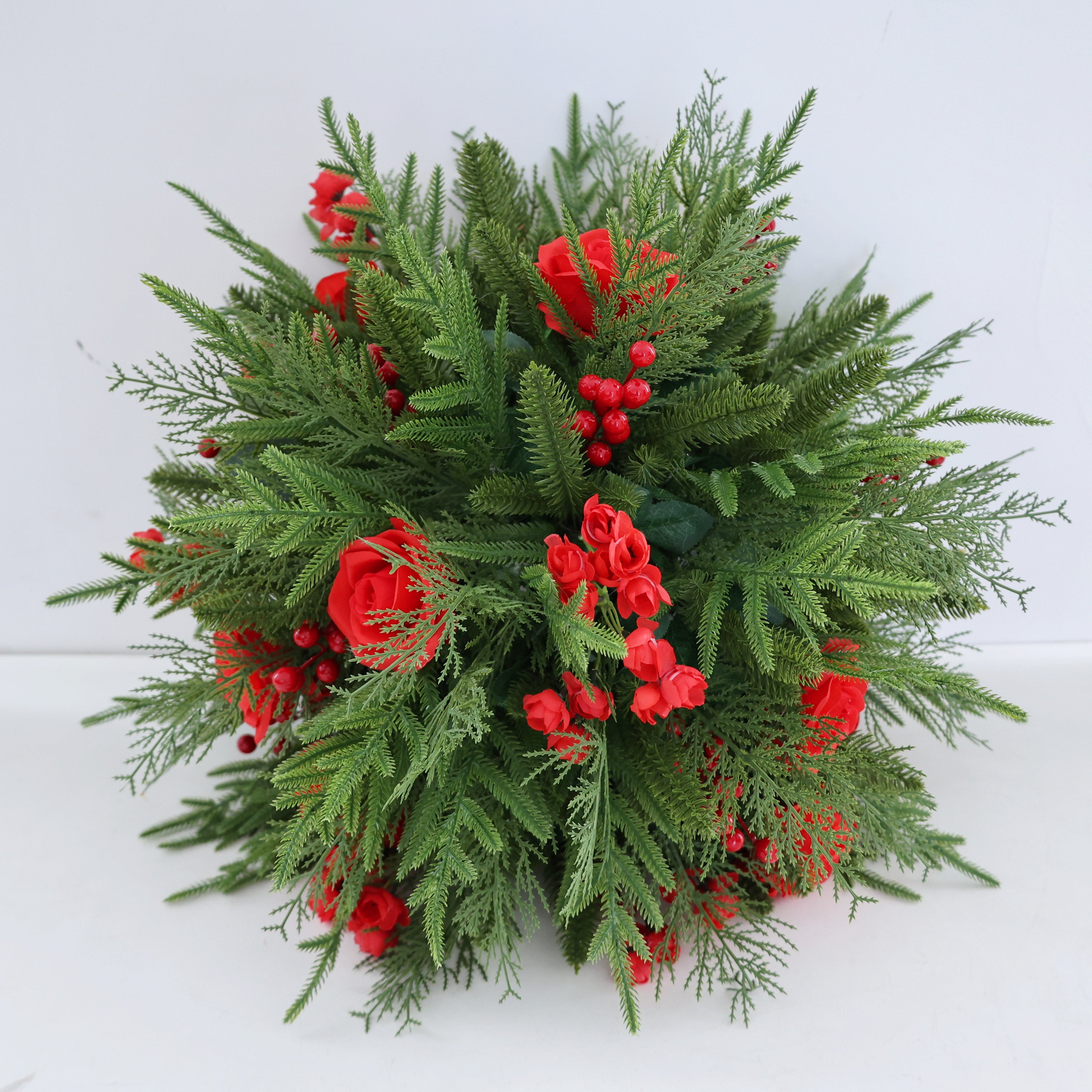 Red Rose Christmas Floral Ball Centerpiece for Holiday Decor AAFC-065