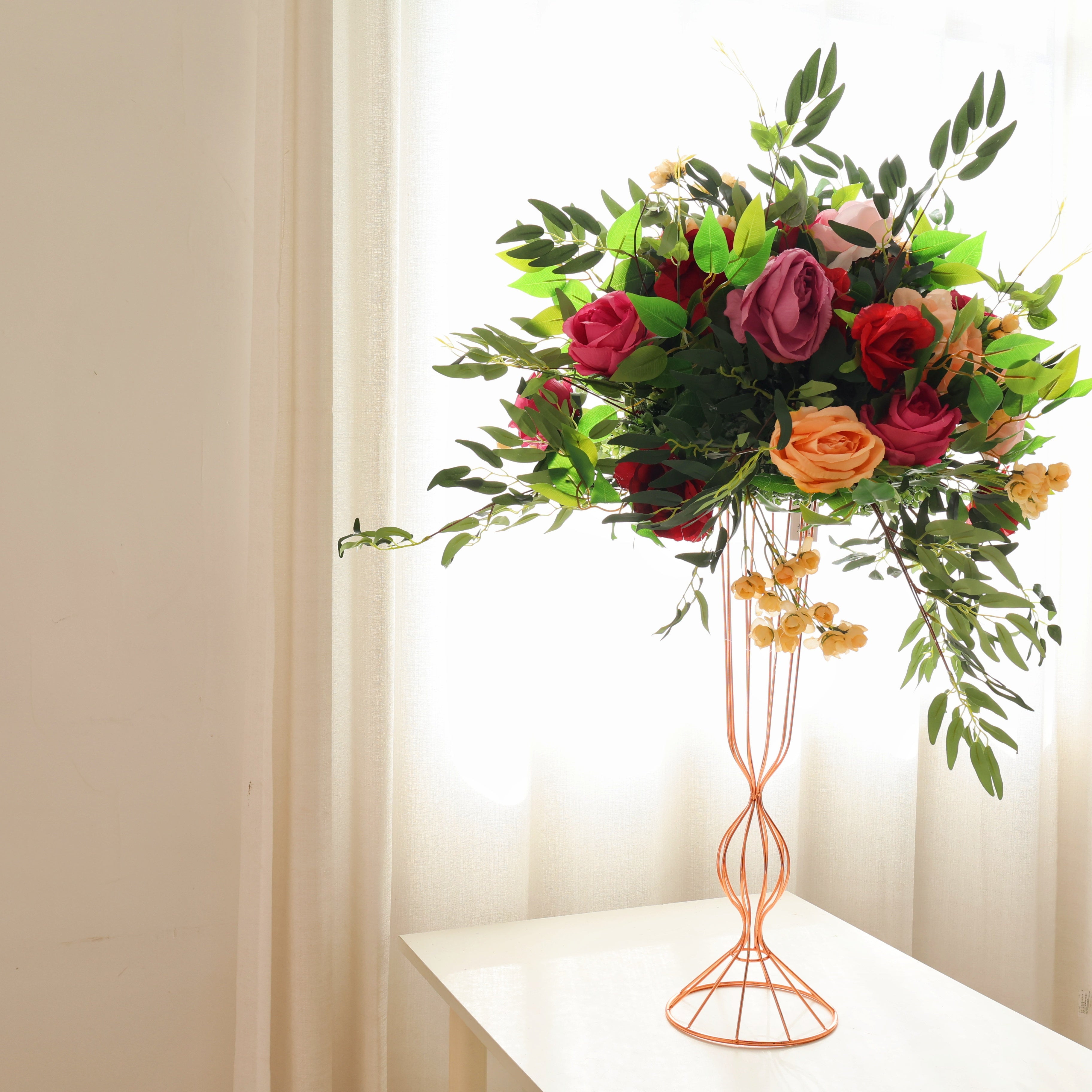 Colorful Silk Rose with Foliage Table Centerpiece Floral Ball AAFC-088