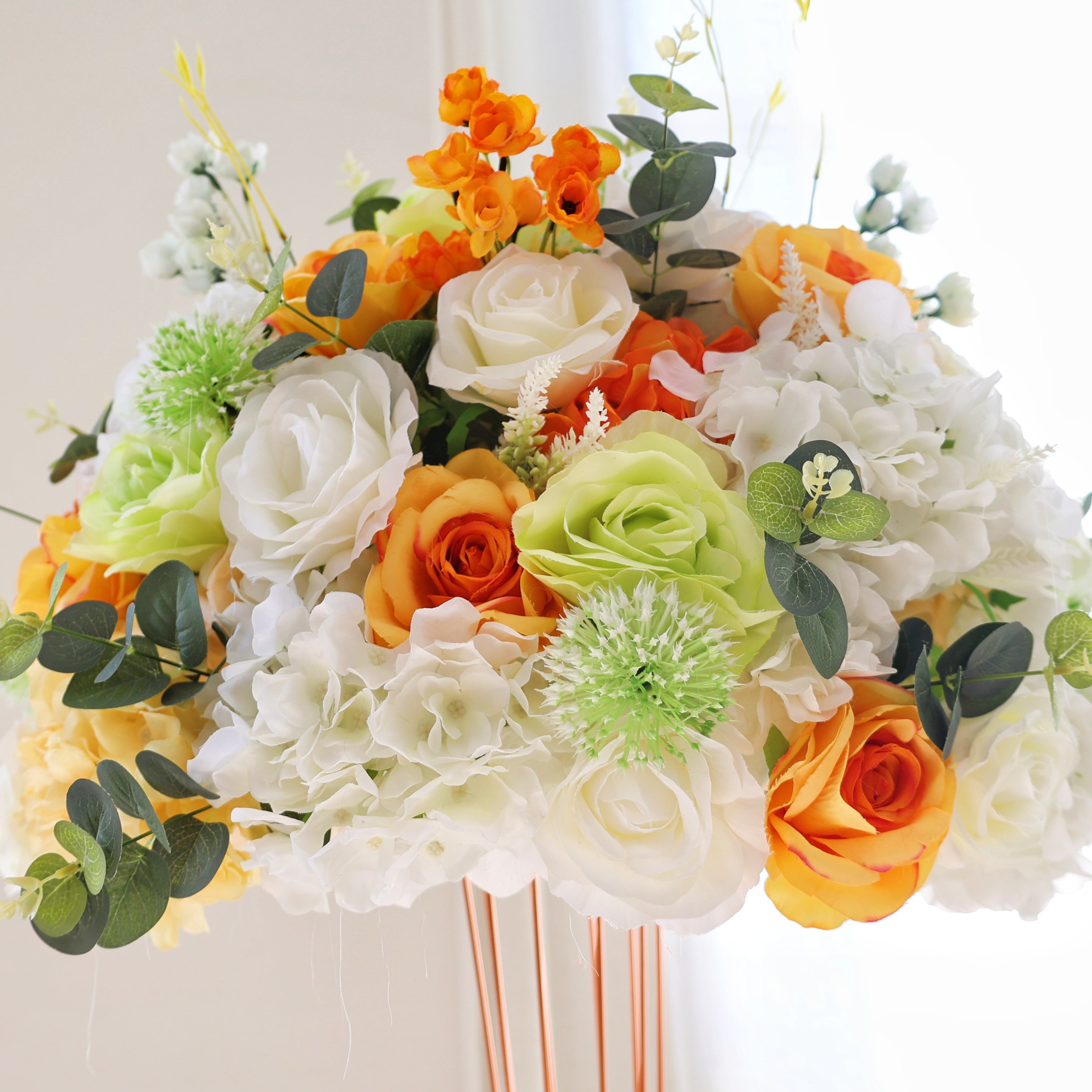 Orange Silk Flower Row Wedding Backdrop Centerpiece Floral Ball AAFC-090