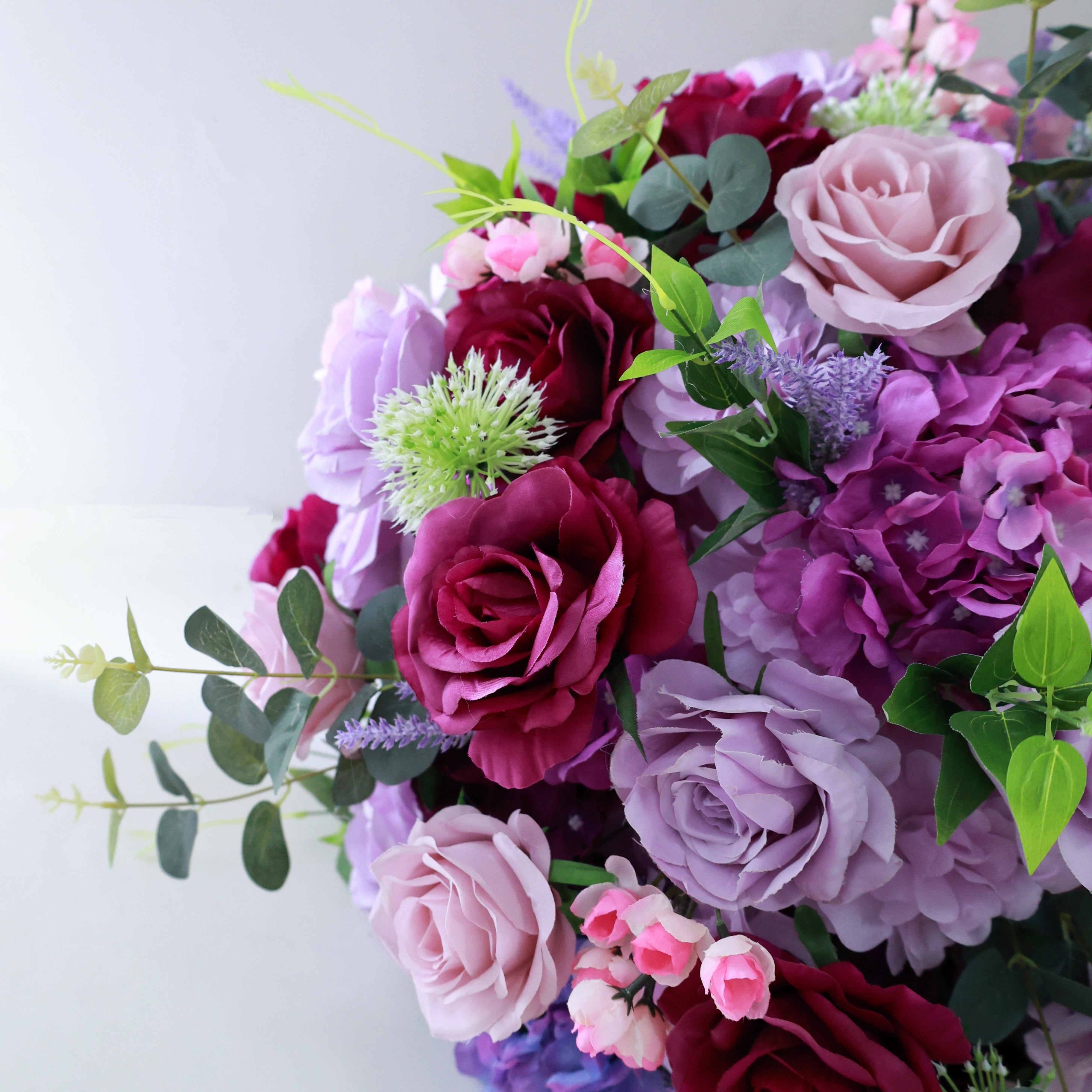 Purple Silk Flower Row Wedding Backdrop Centerpiece Floral Ball AAFC-0905
