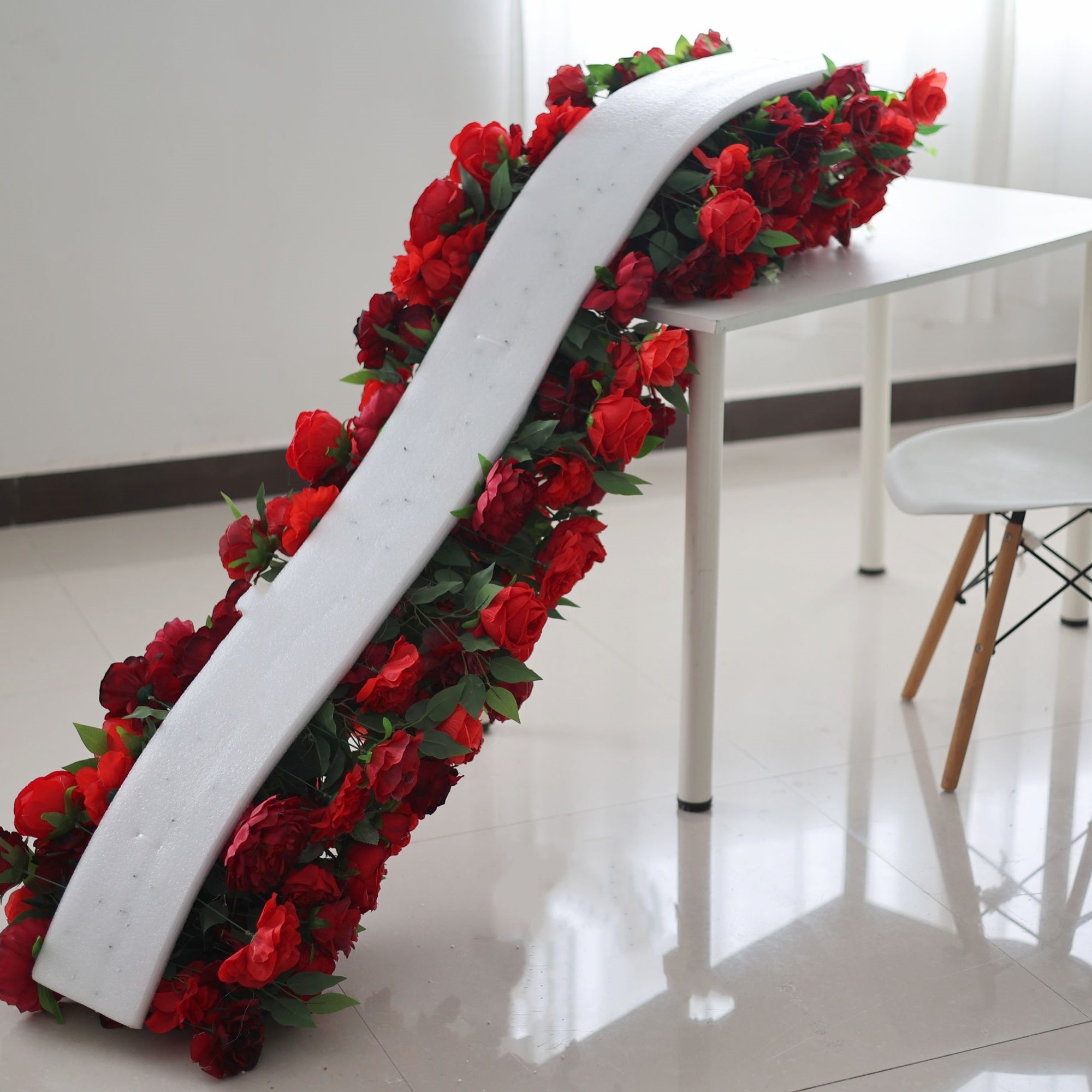 Red Rose Floral Table Runner for Wedding Event Decor AAFR-045