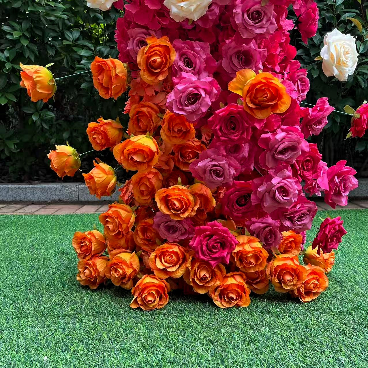 Pink Orange Flower Tower Pillar Backdrop For Wedding Decoration ABAW-002