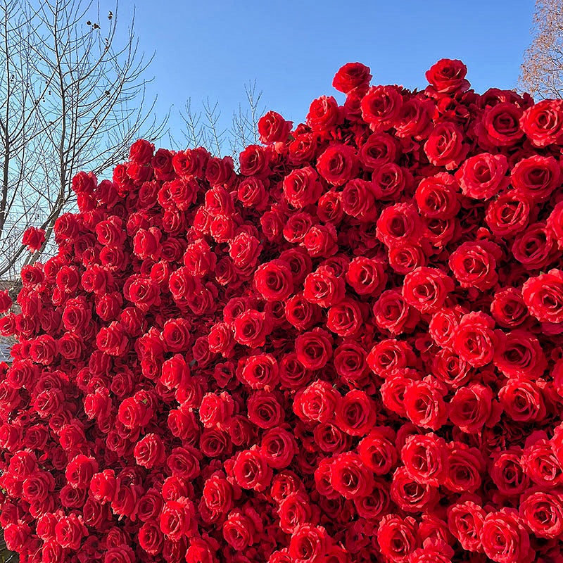 Romantic Heart Shape Red Rose Flower Wall for Wedding Proposal Decor ABFW-002
