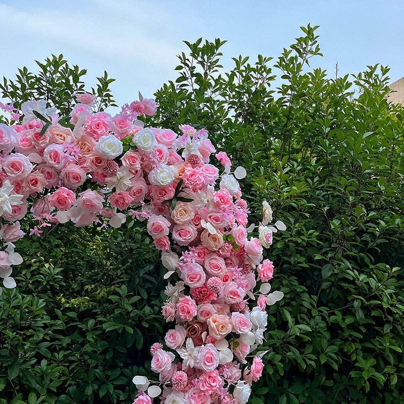 Romantic Pink Rose Heart Floral Arch for Wedding Bridal Shower Decor ABAW-017
