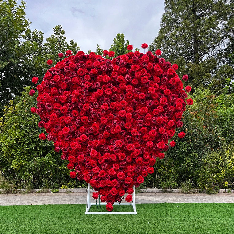 8ft Large Heart Red Rose Flower Wall For Wedding Valentine Decor ABAW-028