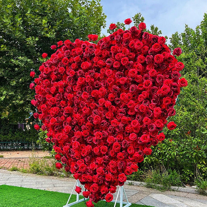 8ft Large Heart Red Rose Flower Wall For Wedding Valentine Decor ABAW-028