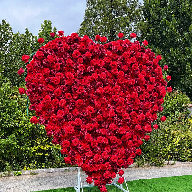 8ft Large Heart Red Rose Flower Wall For Wedding Valentine Decor ABAW-028