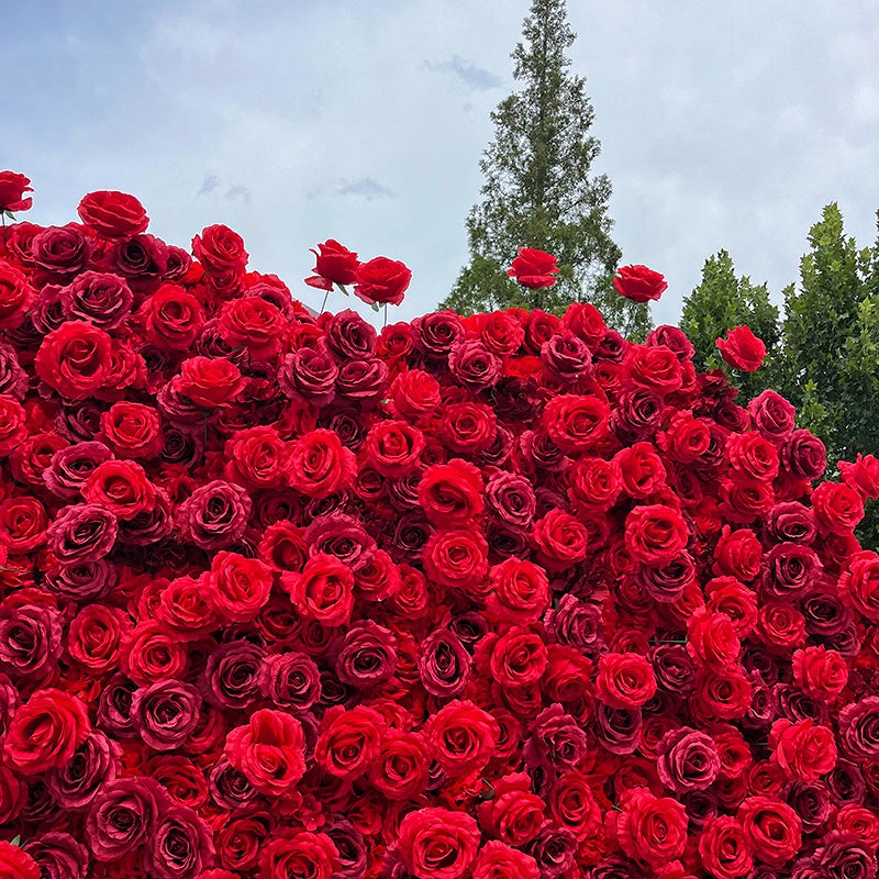 8ft Large Heart Red Rose Flower Wall For Wedding Valentine Decor ABAW-028