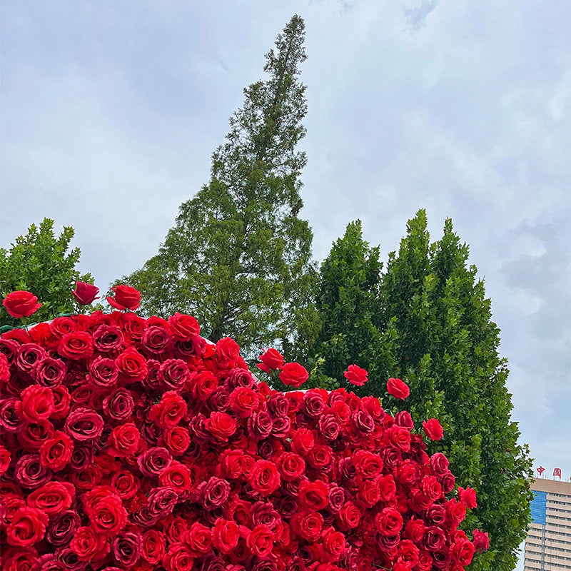8ft Large Heart Red Rose Flower Wall For Wedding Valentine Decor ABAW-028