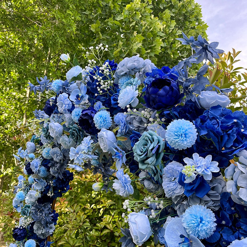 Royal Blue Floral Arch Backdrop For Wedding Party Entrance Decor ABAW-030