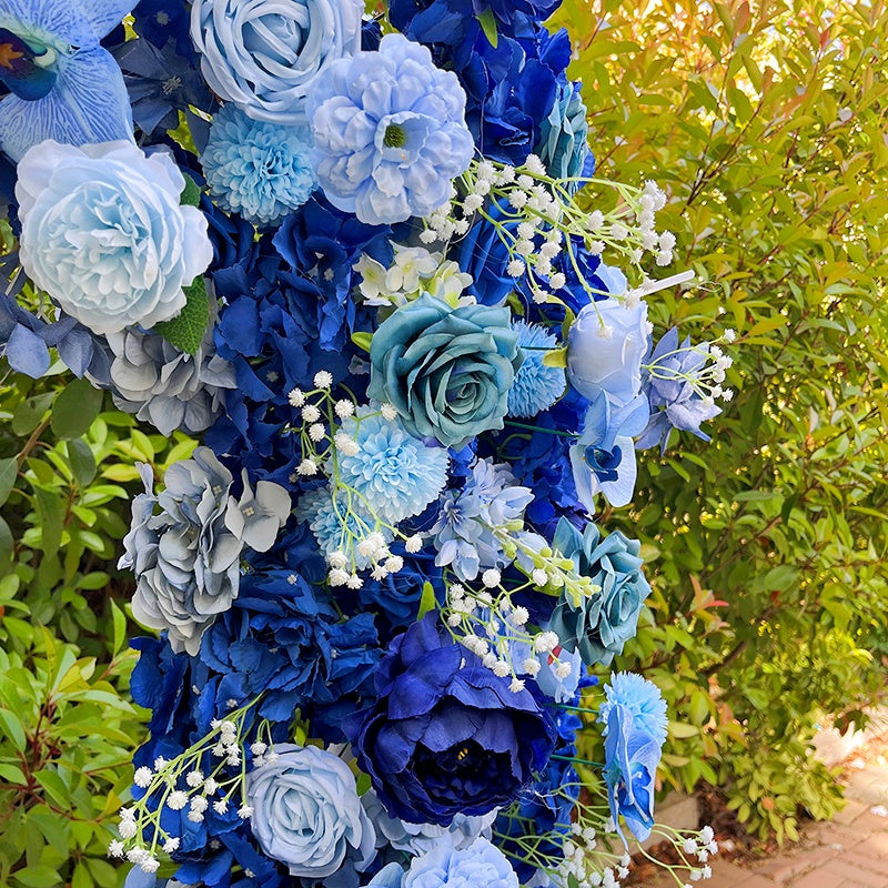 Flower Arch Heart Shaped Blue Rose Fabric Backdrop Outdoor Wedding Events ABAW-031