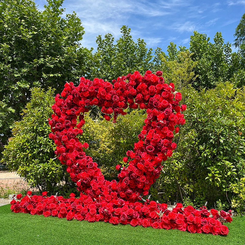Luxury Red Rose Heart Flower Arch for Wedding Ceremony Event Backdrop ABAW-039