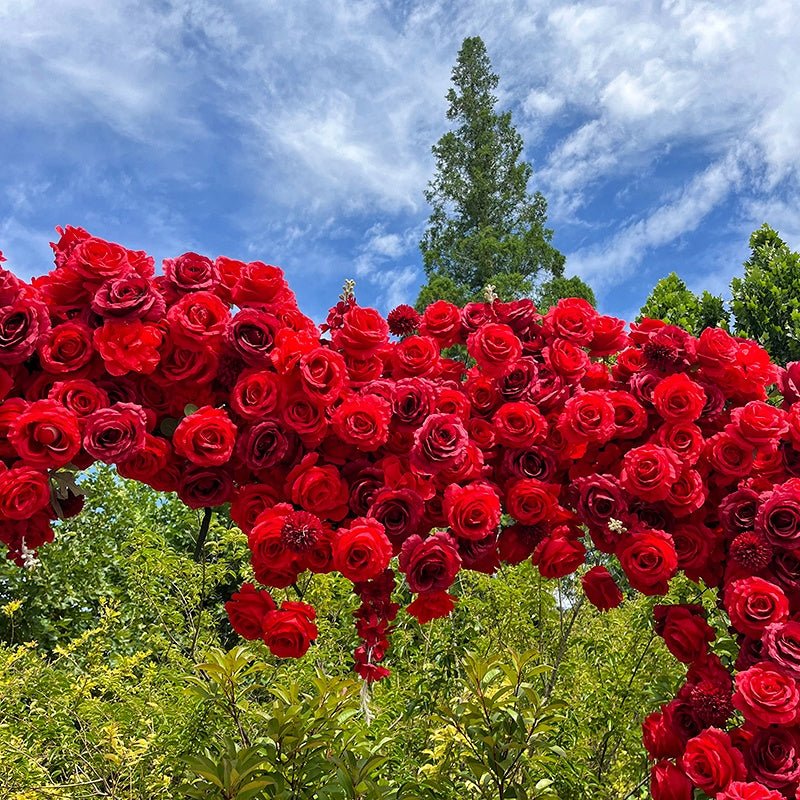 Luxury Red Rose Heart Flower Arch for Wedding Ceremony Event Backdrop ABAW-039