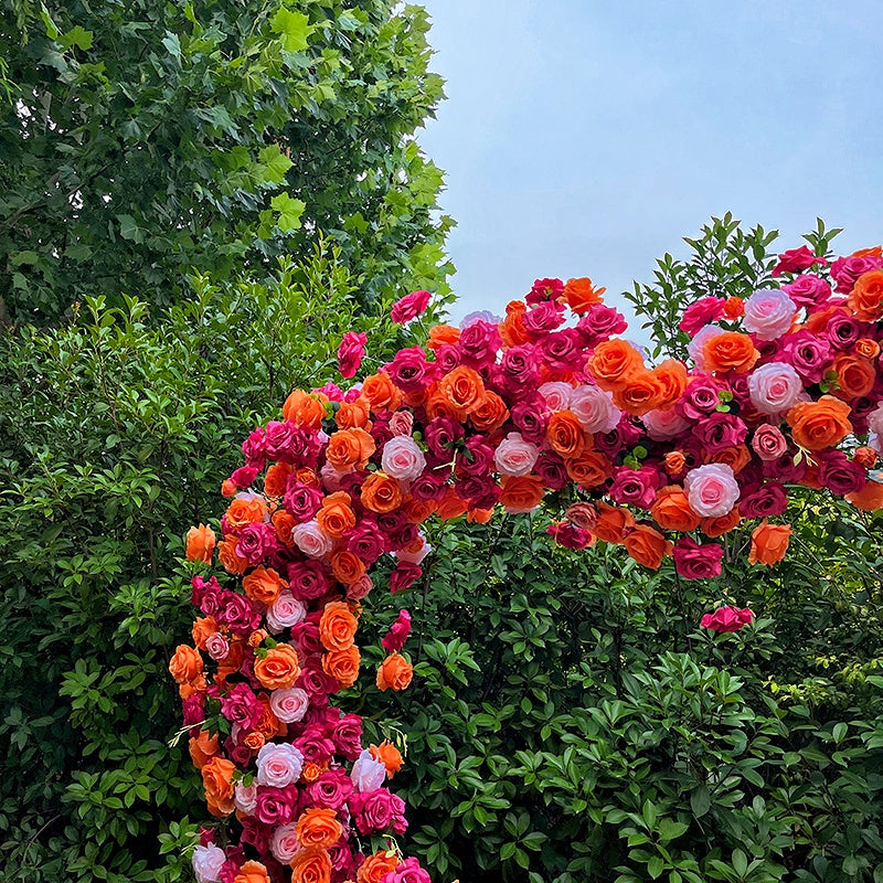 8ft Pink and Orange Heart Flower Arch for Wedding Bridal Shower ABAW-041