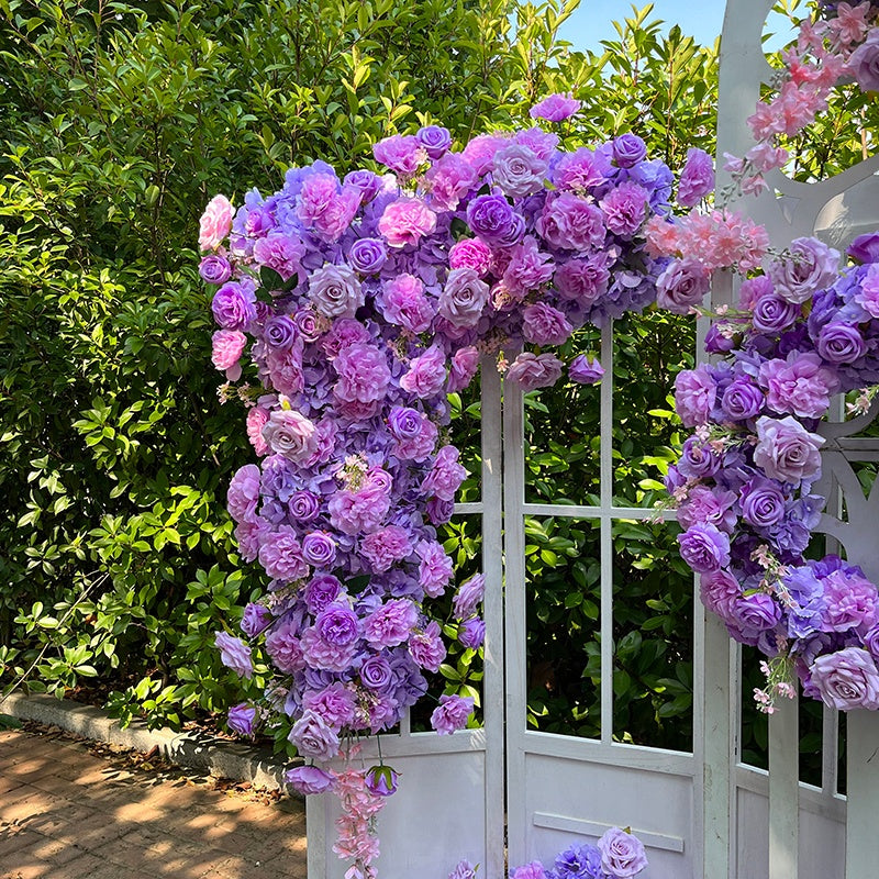 Purple Rose Floor Floral Ball Flower Wreath for Wedding Party Decor ABFC-033