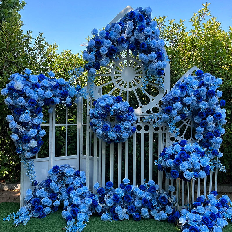 Blue White Rose Hanging Flower Floor Floral Flower Ball Wedding Event Props ABFC-054