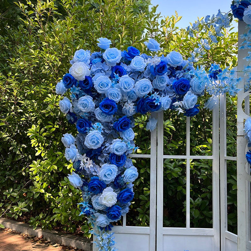 Blue White Rose Hanging Flower Floor Floral Flower Ball Wedding Event Props ABFC-054