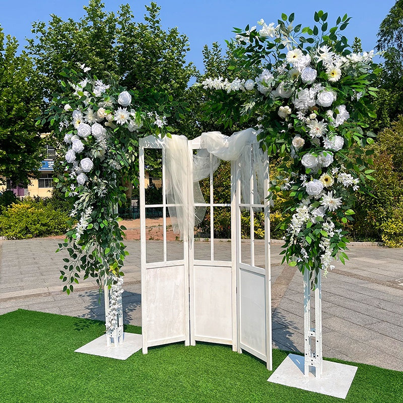 White Hanging Floral Arrangement Wedding Greenery Corner Flower ABFR-052