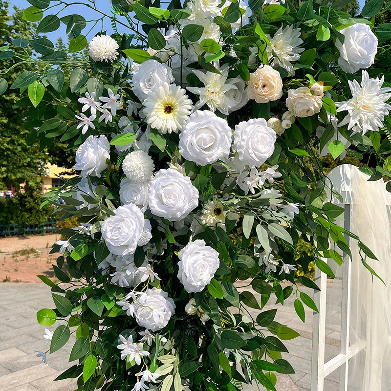 White Hanging Floral Arrangement Wedding Greenery Corner Flower ABFR-052