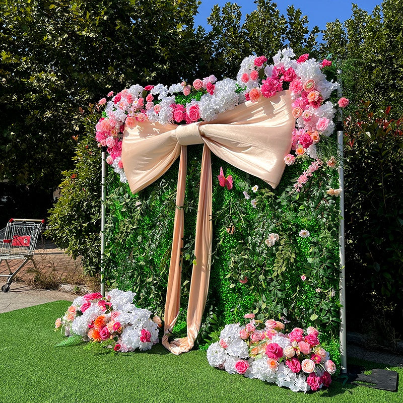 Luxury Greenery Wall Backdrop with Giant Bow for Wedding Party Decor ABFW-015