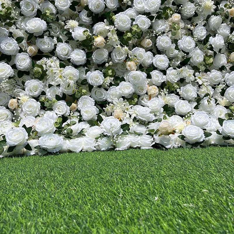 Flower Wall 5D White & Champagne Artificial Floral Wedding Backdrop ABFW-018
