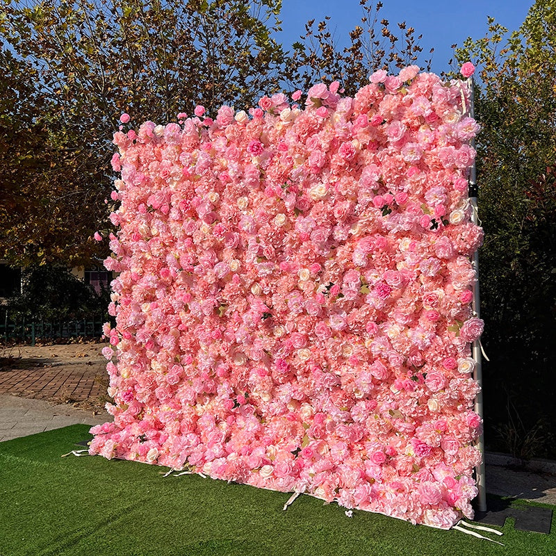 Soft Pink Floral Wall Backdrop for Engagement Baby Shower Events ABFW-020