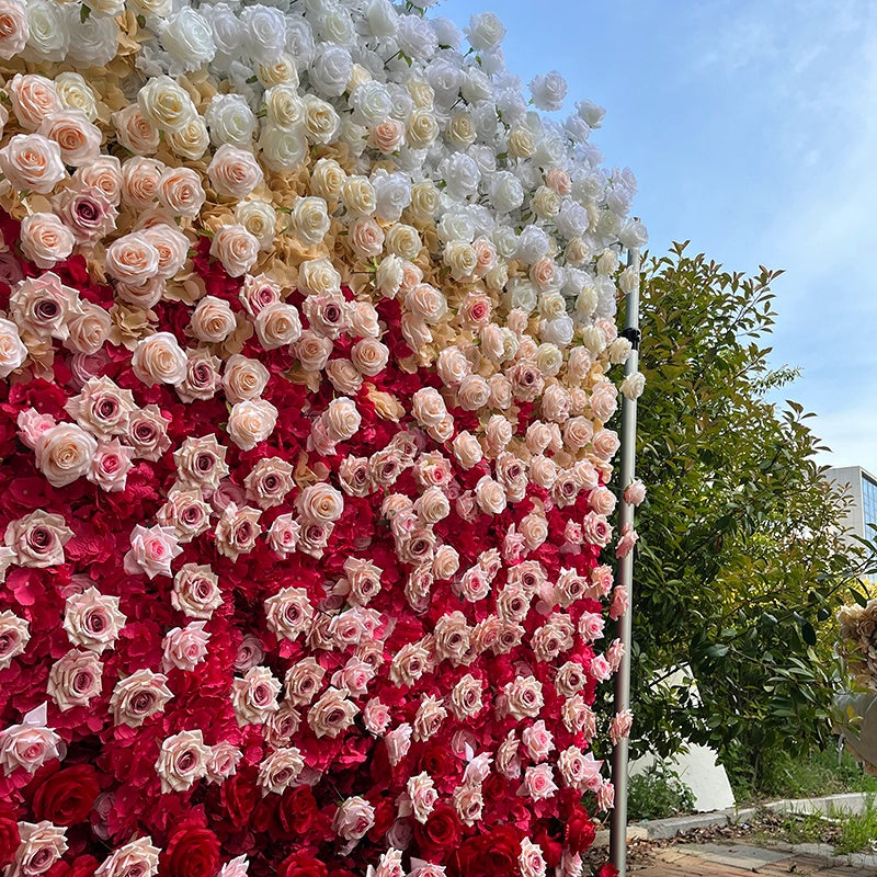 Ombre Rose Flower Wall Backdrop for Wedding Reception Party Decor ABFW-023