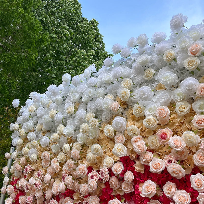 Ombre Rose Flower Wall Backdrop for Wedding Reception Party Decor ABFW-023