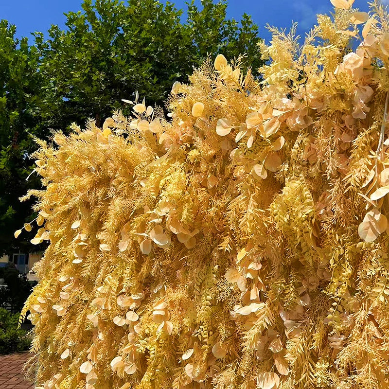 Boho Champagne Dried Foliage Floral Wall Panel For Wedding Decor ABFW-026