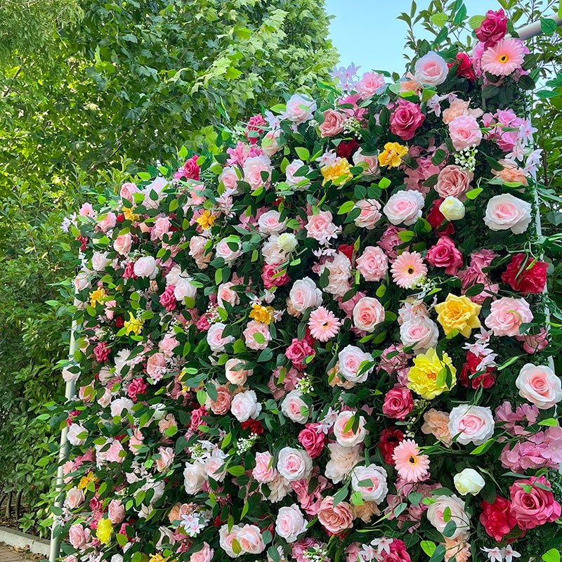 Mixed Floral Flower Wall Backdrop for Wedding Garden Party Decor ABFW-027